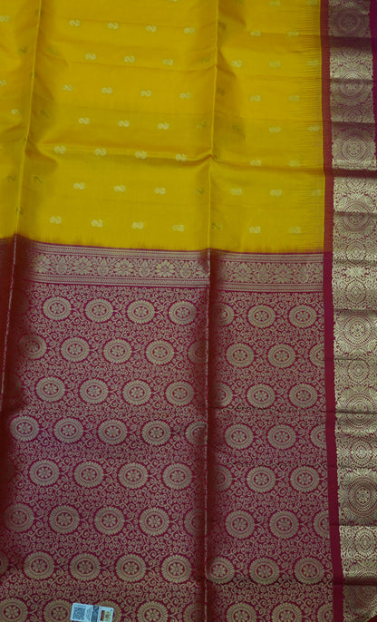 Pure Soft Silk- Small Butta Mango Yellow