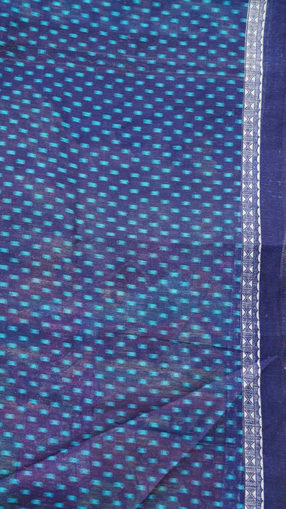 Jute Cotton Saree - Sky Blue