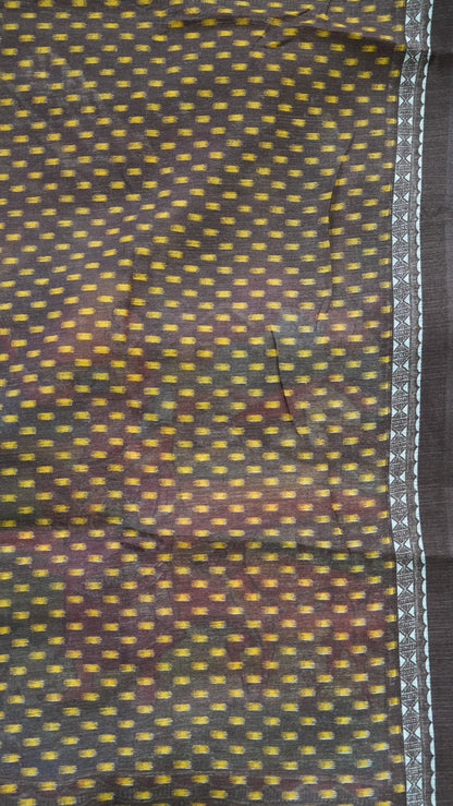 Jute Cotton Saree - Mustard