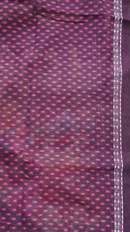 Jute Cotton Saree - Pink