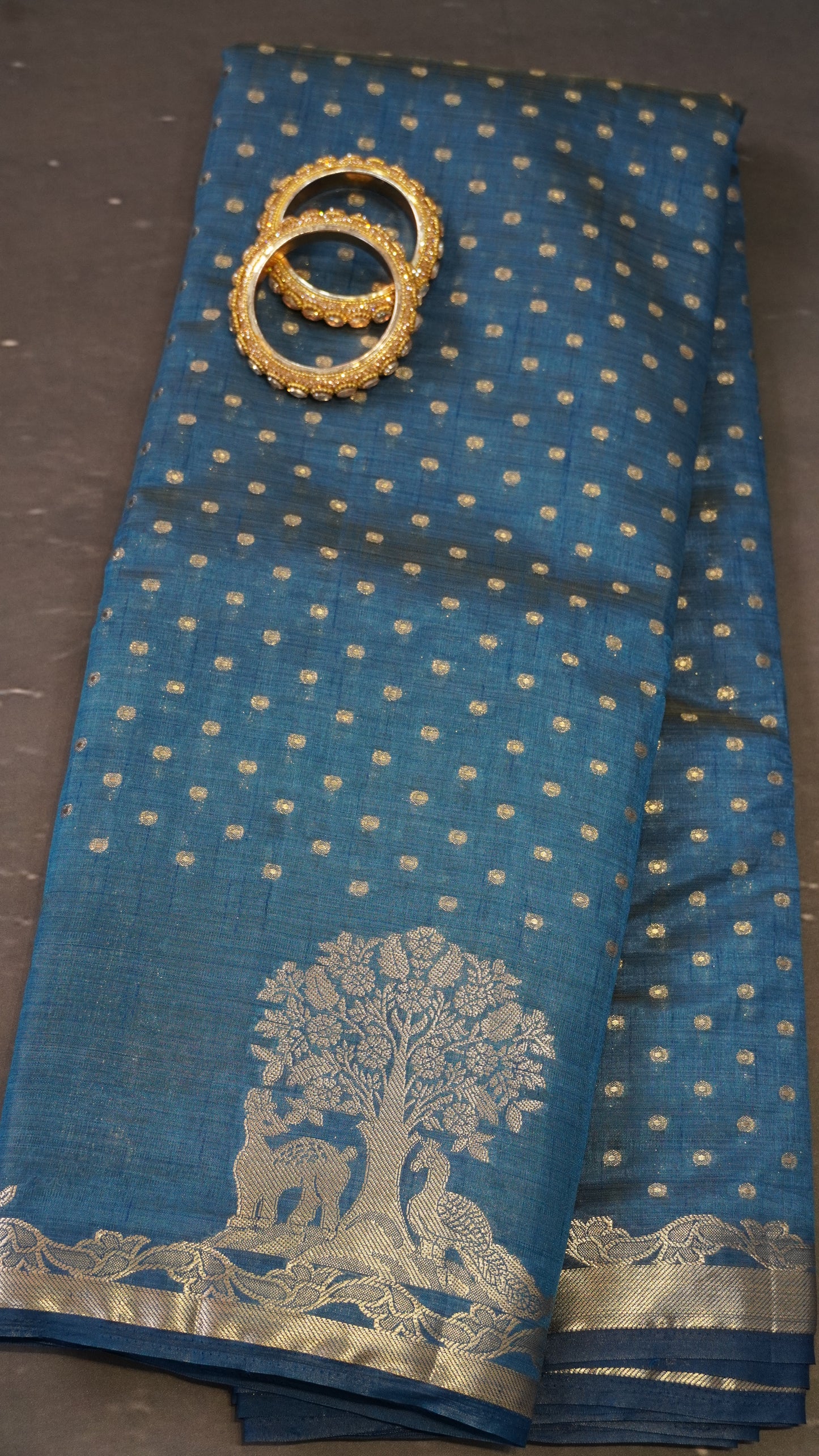 Semi Tussar- Peacock Blue