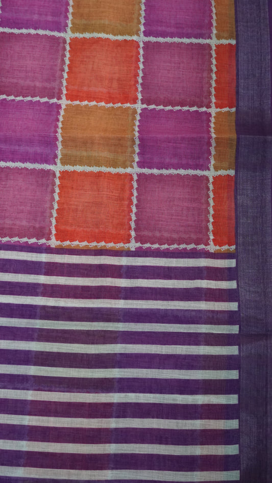 Semi Linen- Body Checks Purple