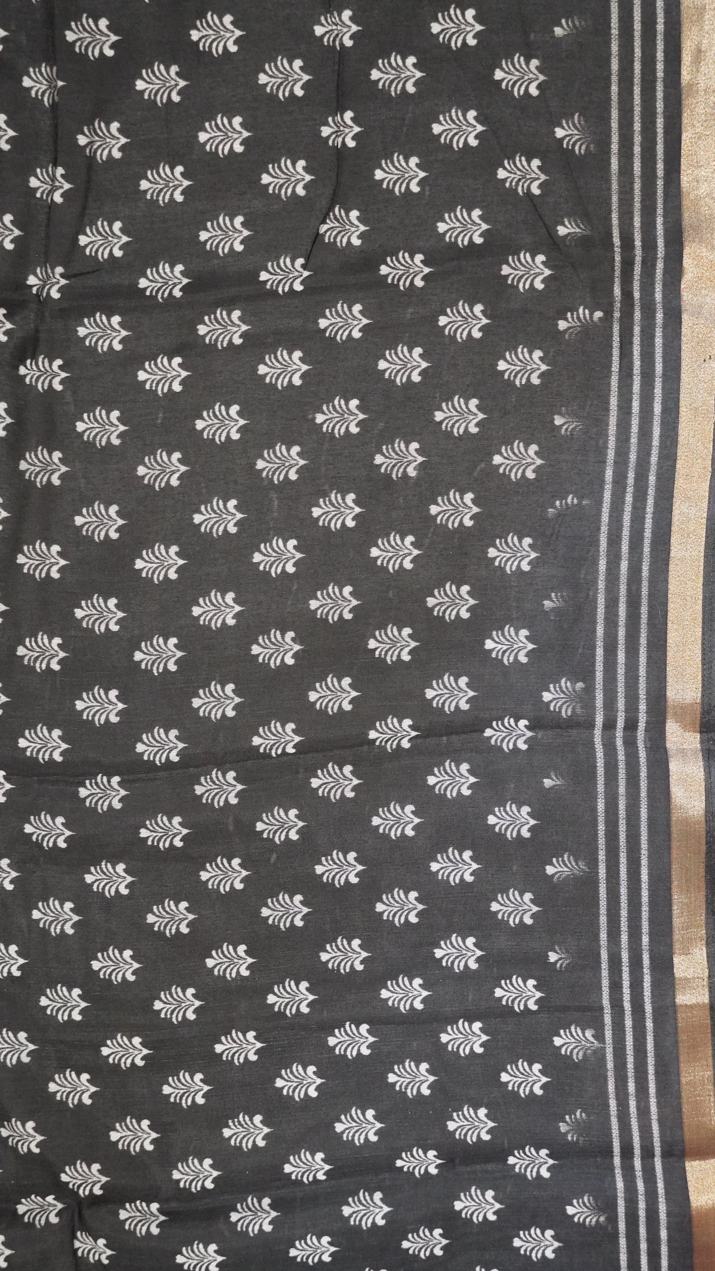 Malai Cotton Saree - Mustard-Blue