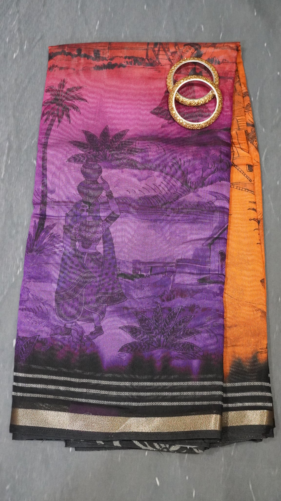 Malai Cotton Saree - Honey-Purple