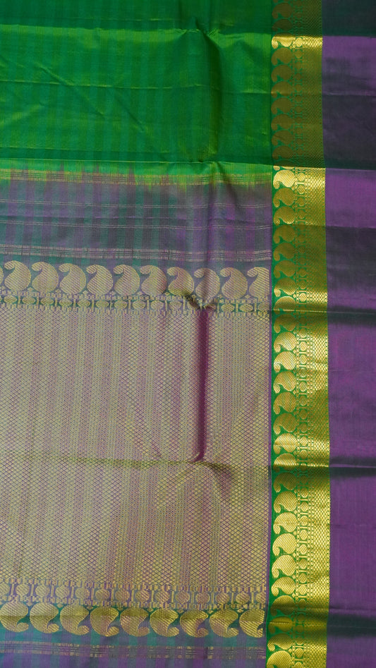Pure Kanjivaram Silk Saree- Manga Border Light Green