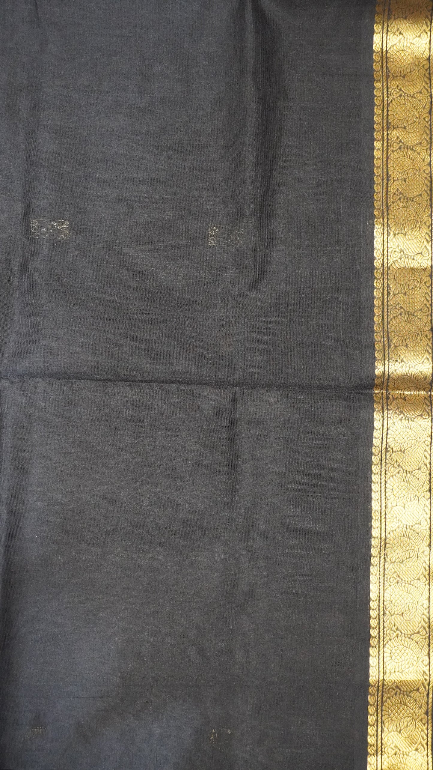Pure Silk Cotton - Peacock Border Black
