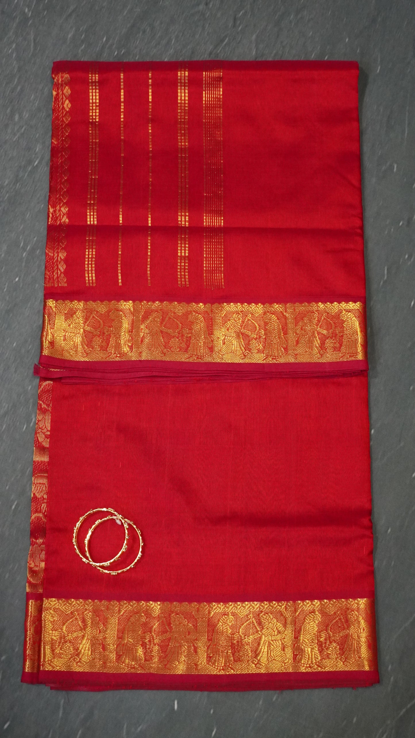 Pure Silk Cotton - Vaibhav Zari Border Red