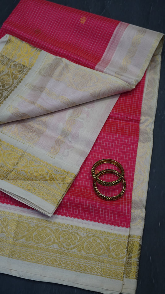 Pure Silk Cotton- Mini Checks Pink