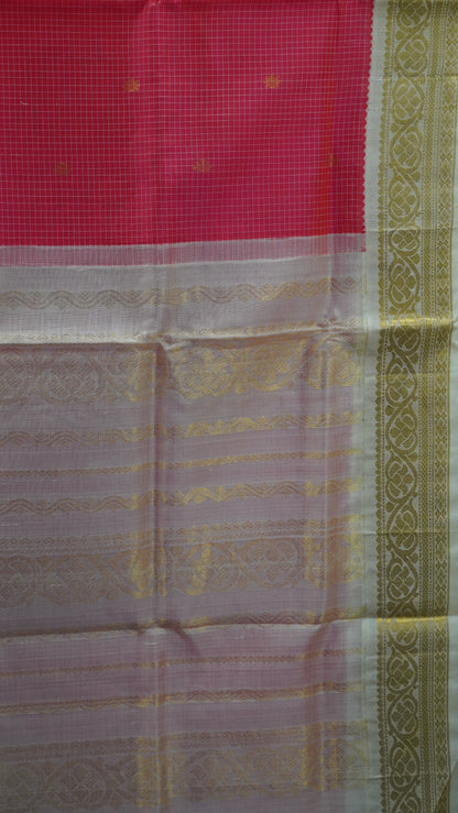 Pure Silk Cotton- Mini Checks Pink