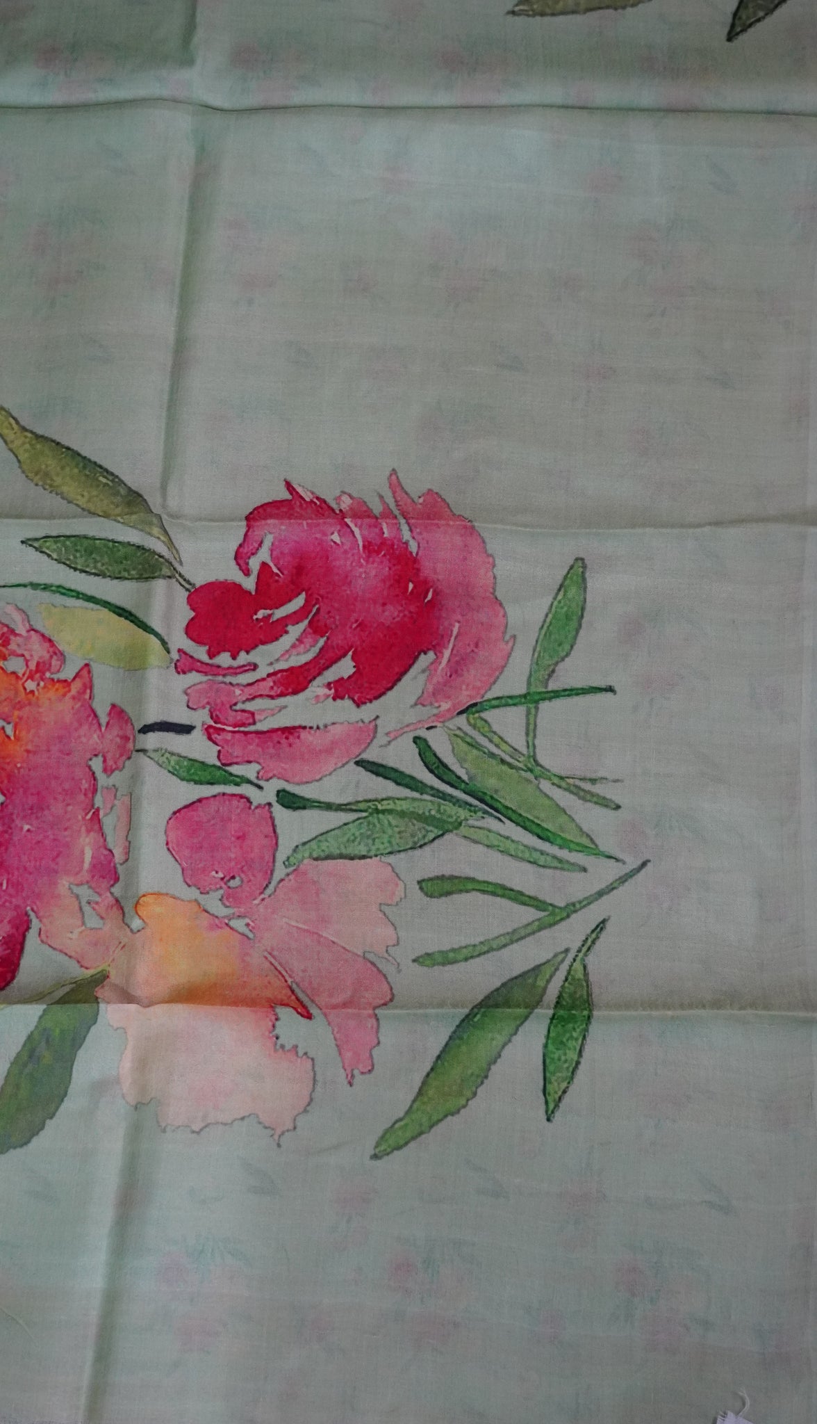 Pure Tussar Saree - Floral Pista Green