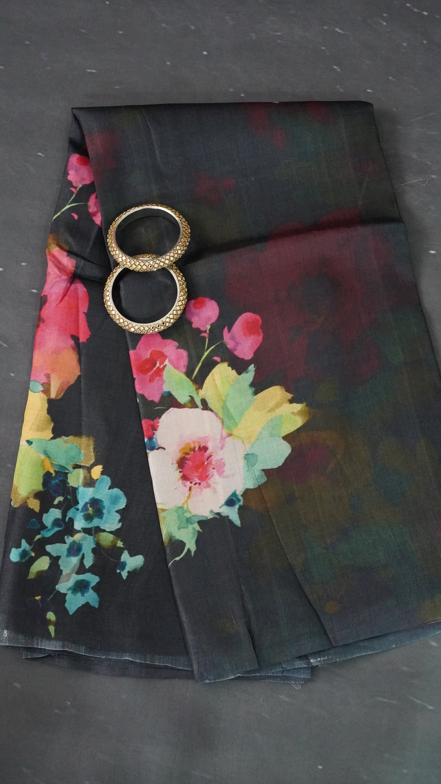 Pure Tussar Saree - Floral Grey