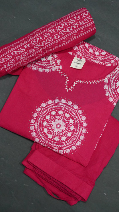 3Pcs Salwar Suit - Kolam Print