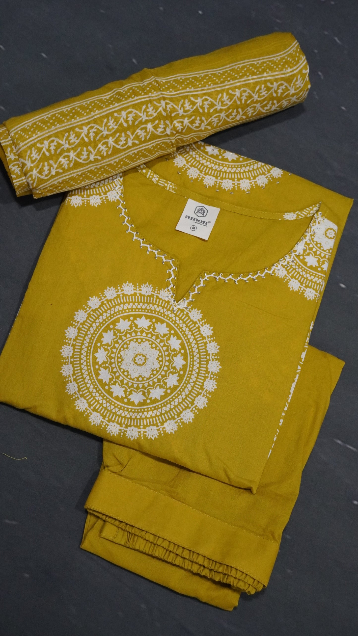 3Pcs Salwar Suit - Kolam Print