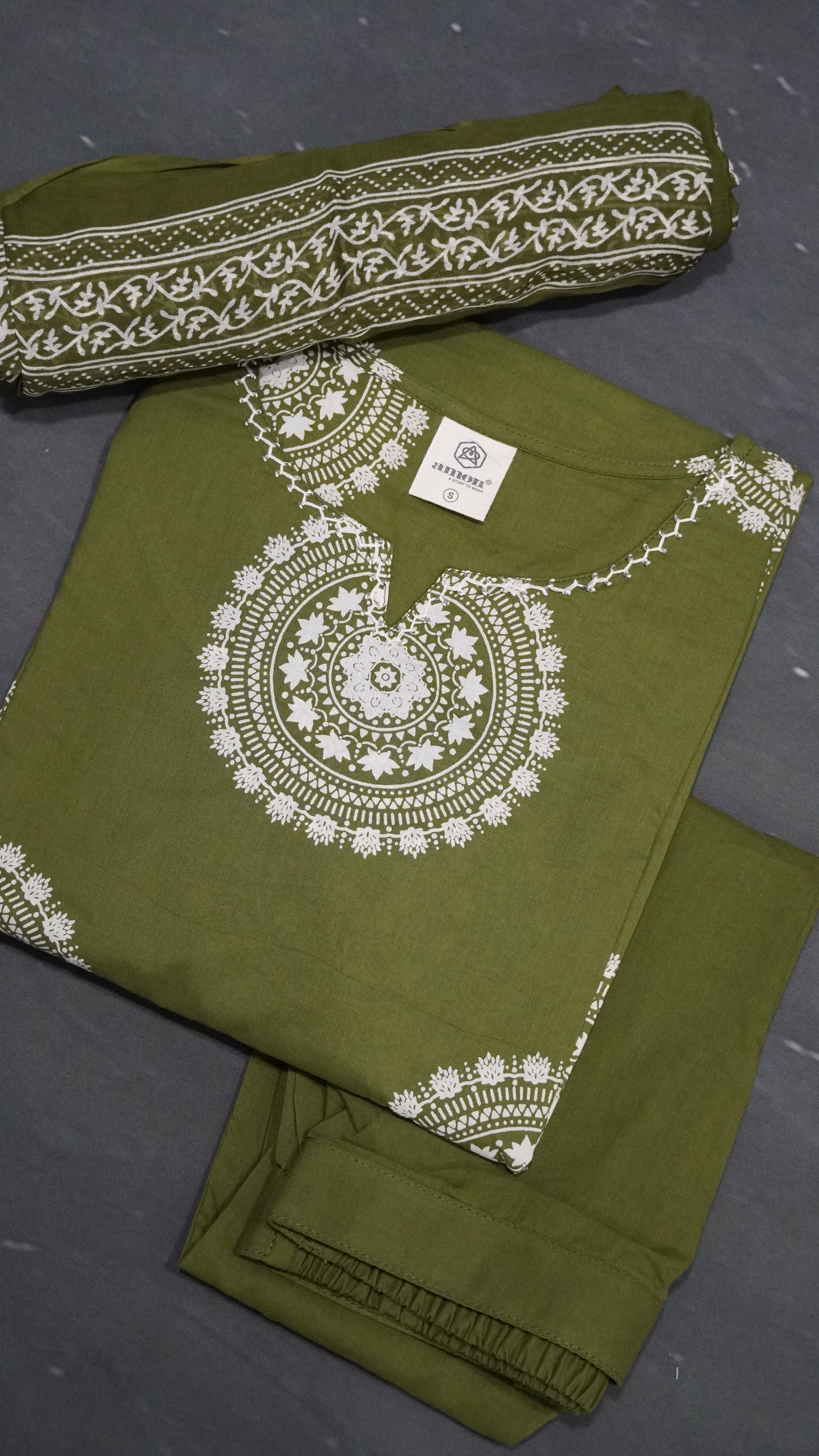 3Pcs Salwar Suit - Kolam Print