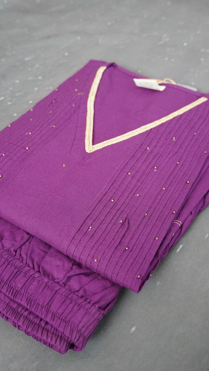 2 Pcs Salwar Suit - Frill V Neck