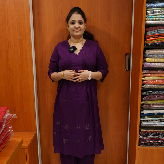 2 Pcs Salwar Suit - Frill V Neck