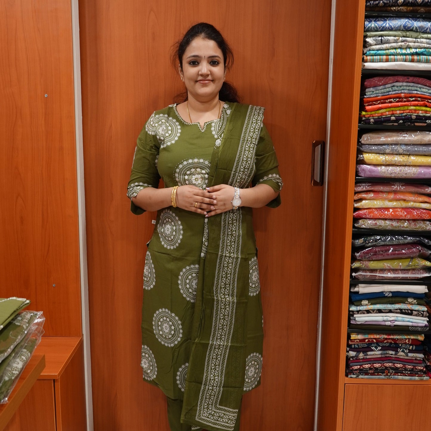 3Pcs Salwar Suit - Kolam Print