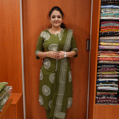 3Pcs Salwar Suit - Kolam Print