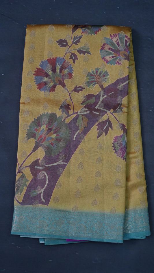 Pure Banarasi Saree Chiniya Silk - Mustard