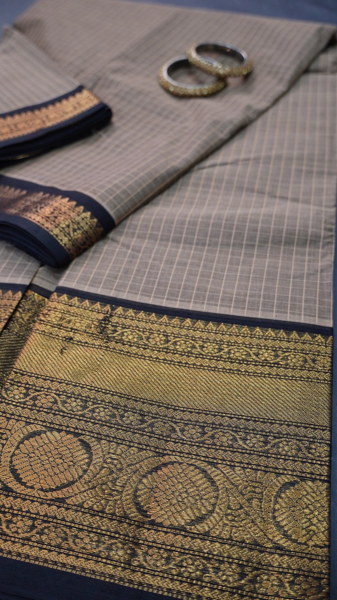 Chettinad Cotton Saree - Checks Beige
