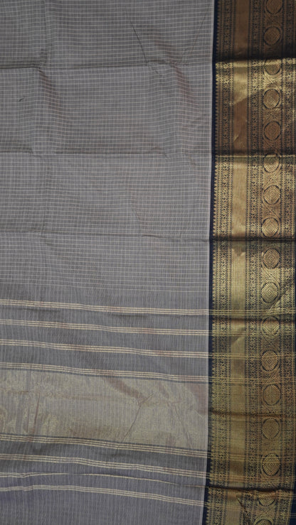 Chettinad Cotton Saree - Checks Beige