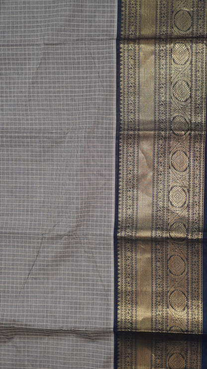 Chettinad Cotton Saree - Checks Beige