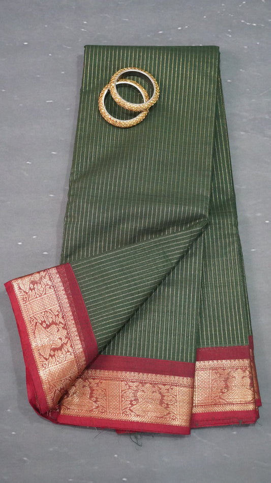Chettinad Cotton Saree - Bottle Green