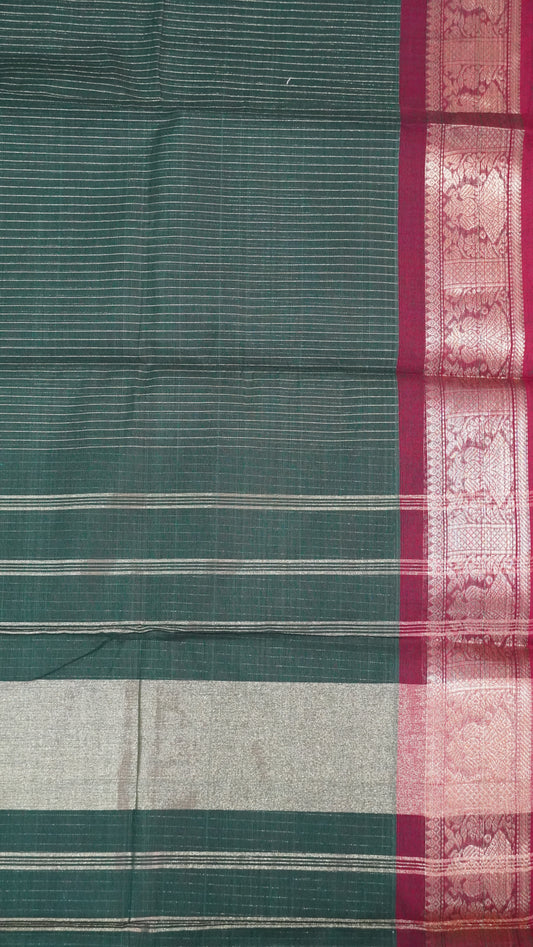 Chettinad Cotton Saree - Bottle Green