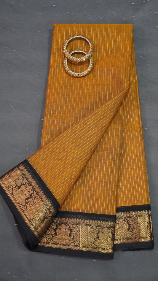 Chettinad Cotton Saree - Golden Yellow