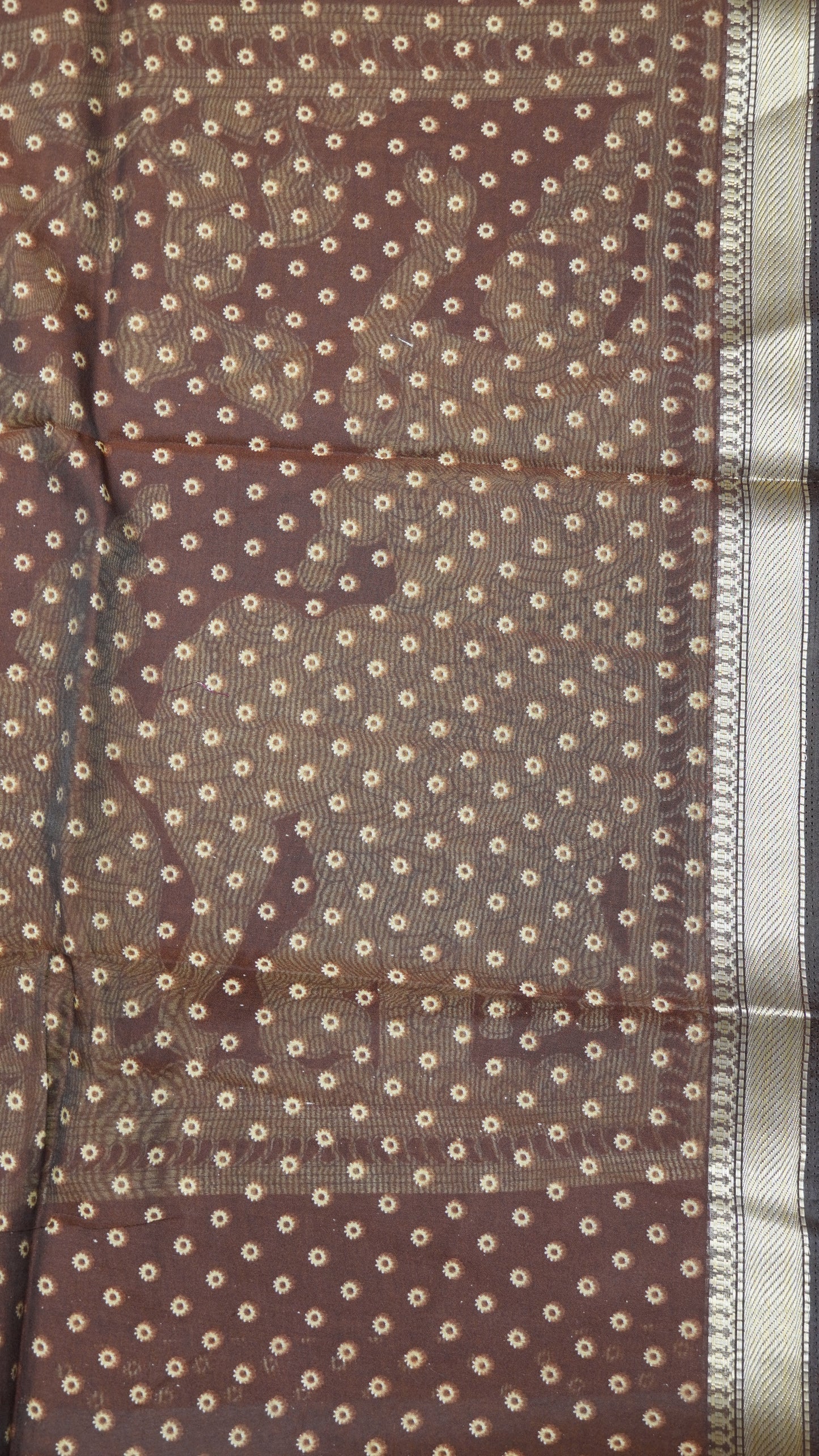 Mal Chanderi Saree - Beige-Maroon