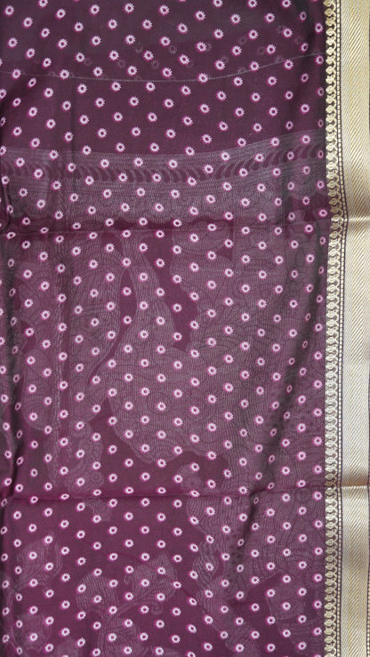 Mal Chanderi Saree - Wine