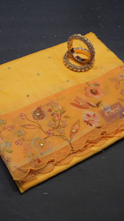 Kota Saree - Mirror Work Yellow