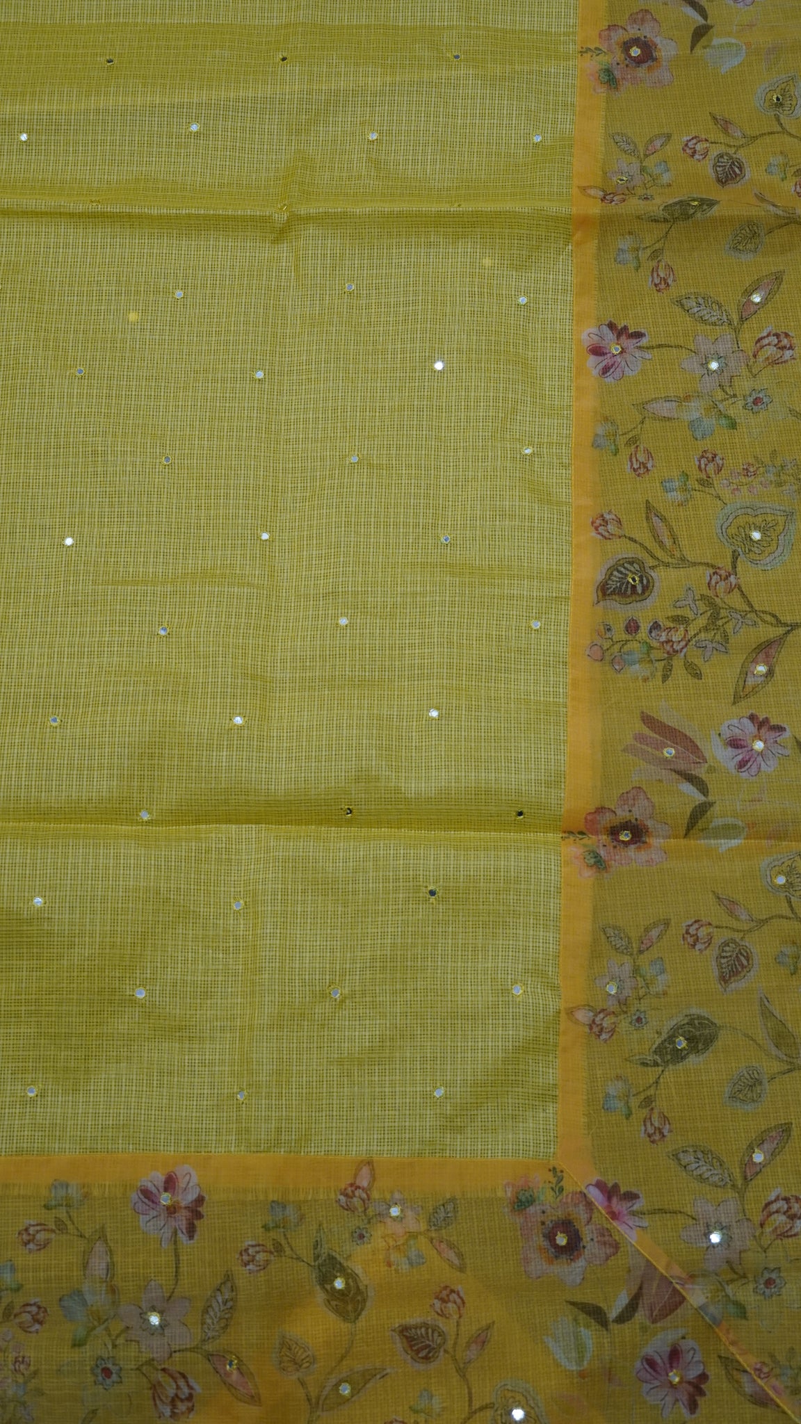 Kota Saree - Mirror Work Yellow