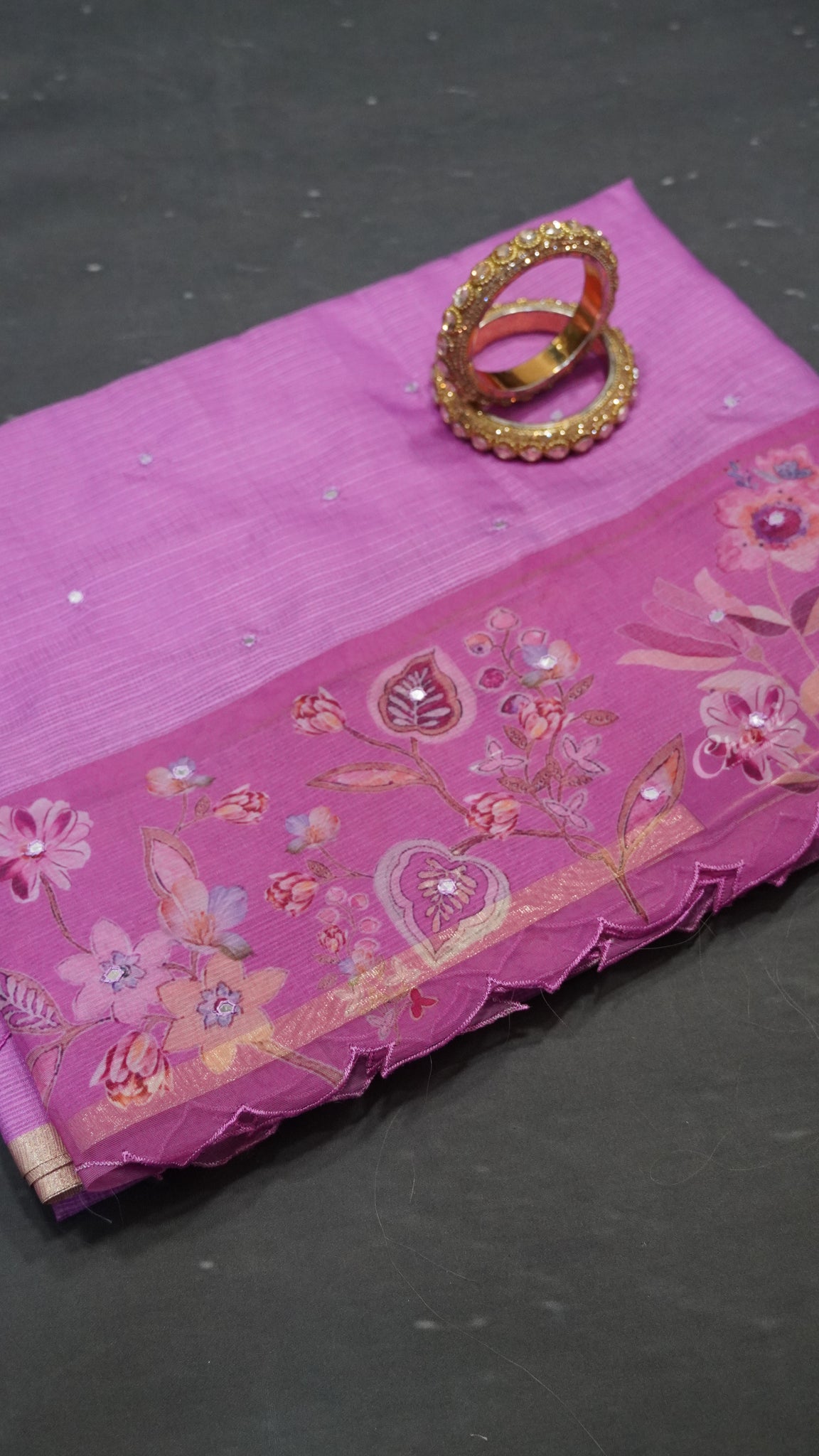 Kota Saree - Mirror Work Purple