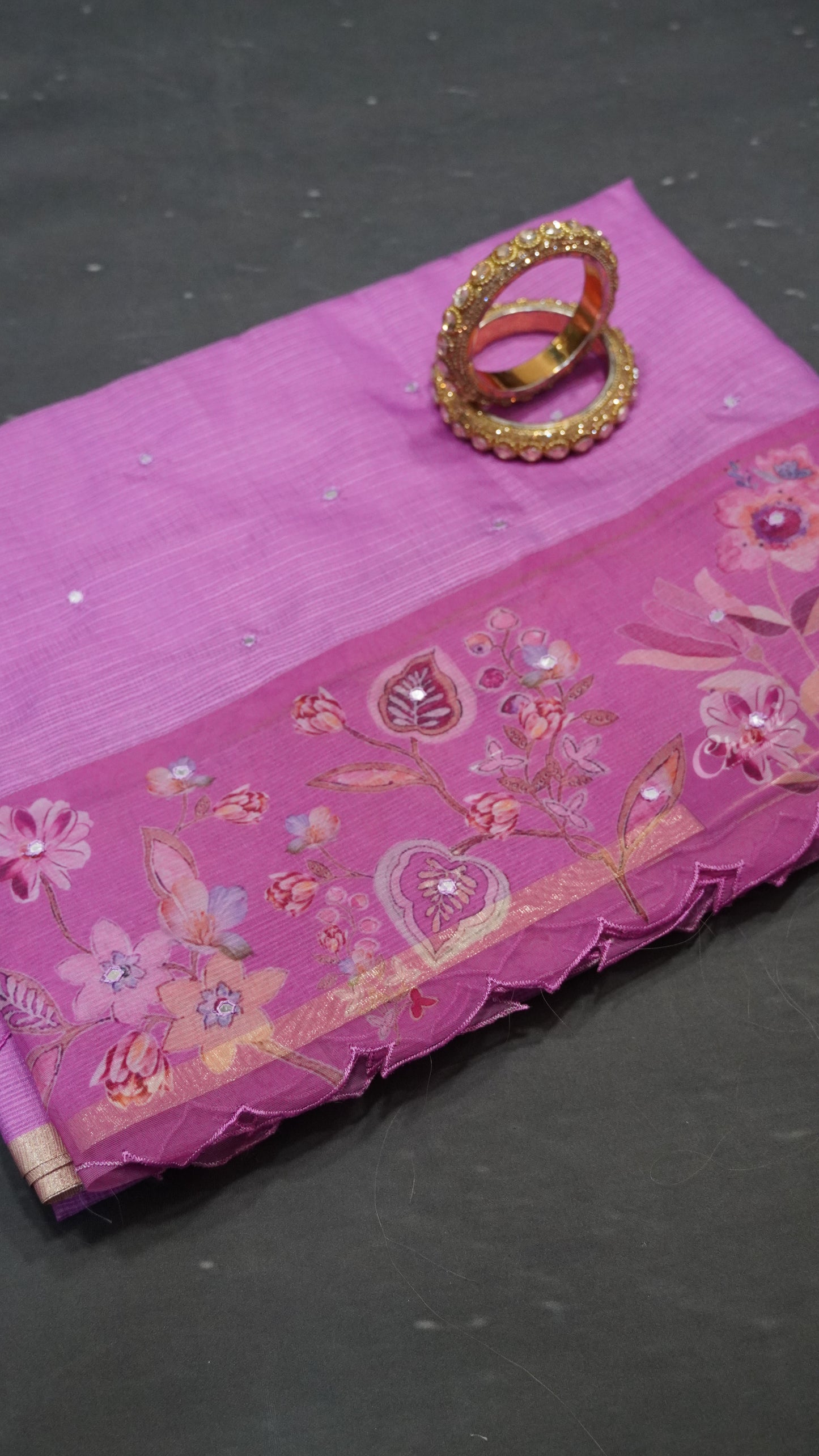 Kota Saree - Mirror Work Purple