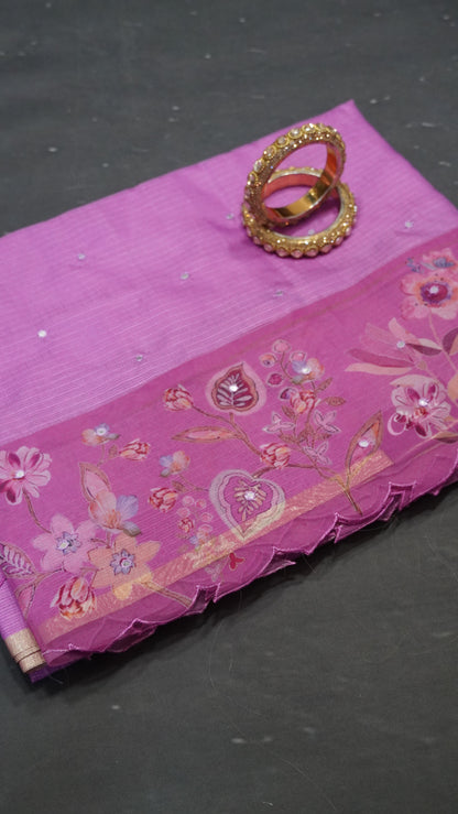 Kota Saree - Mirror Work Purple