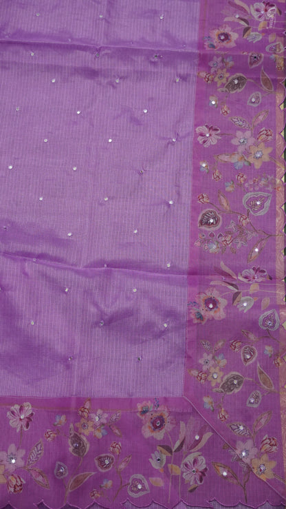 Kota Saree - Mirror Work Purple