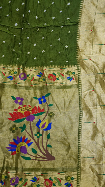Crush Bandhini Saree - Paithani Gage Green