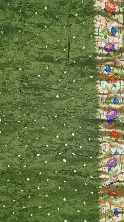 Crush Bandhini Saree - Paithani Gage Green