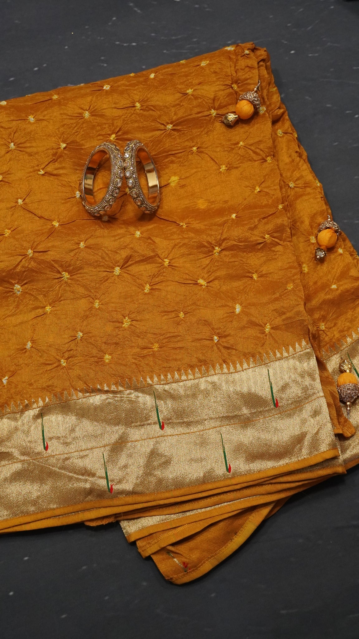 Crush Bandhini Saree - Paithani Yellow