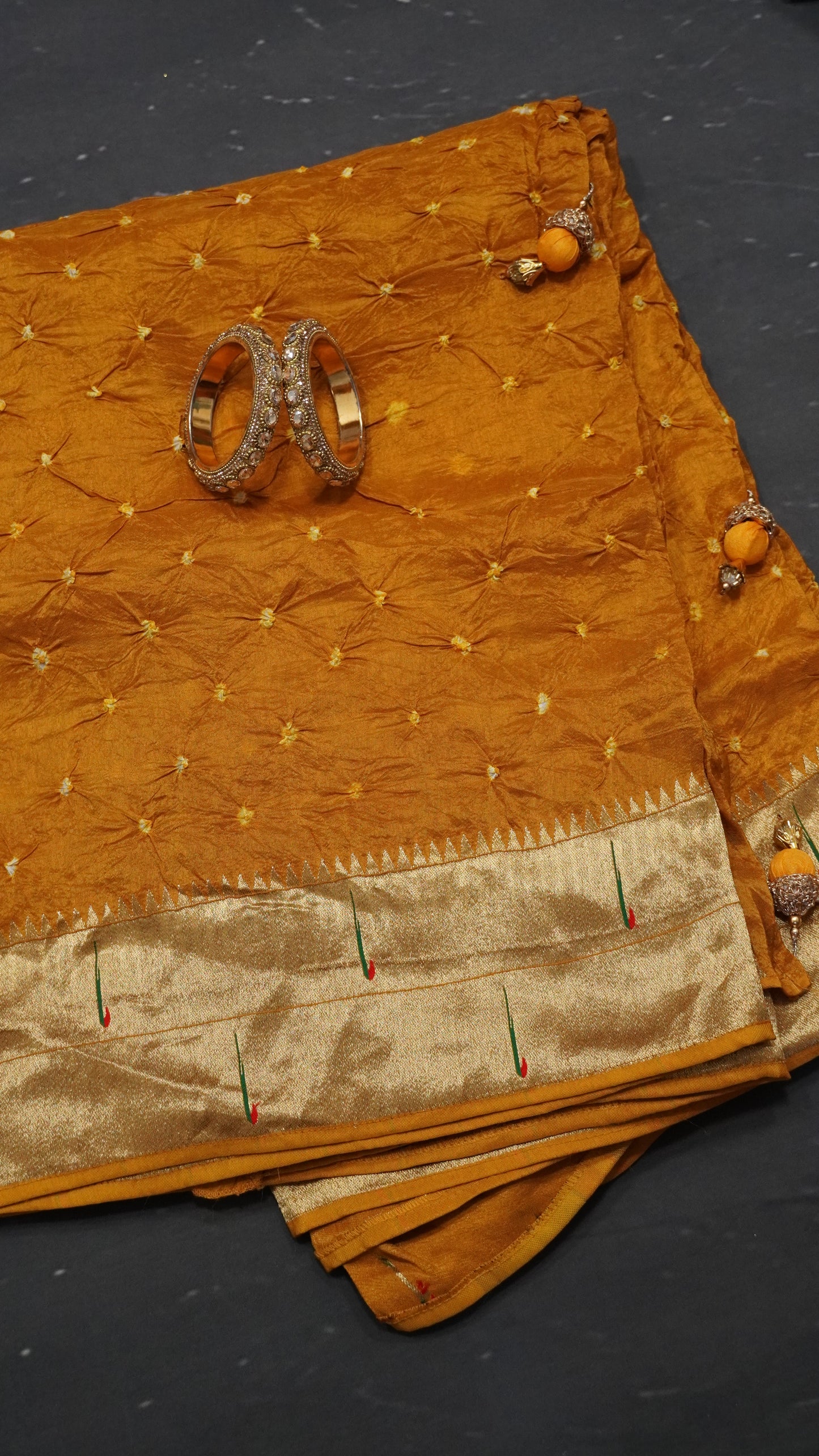 Crush Bandhini Saree - Paithani Yellow