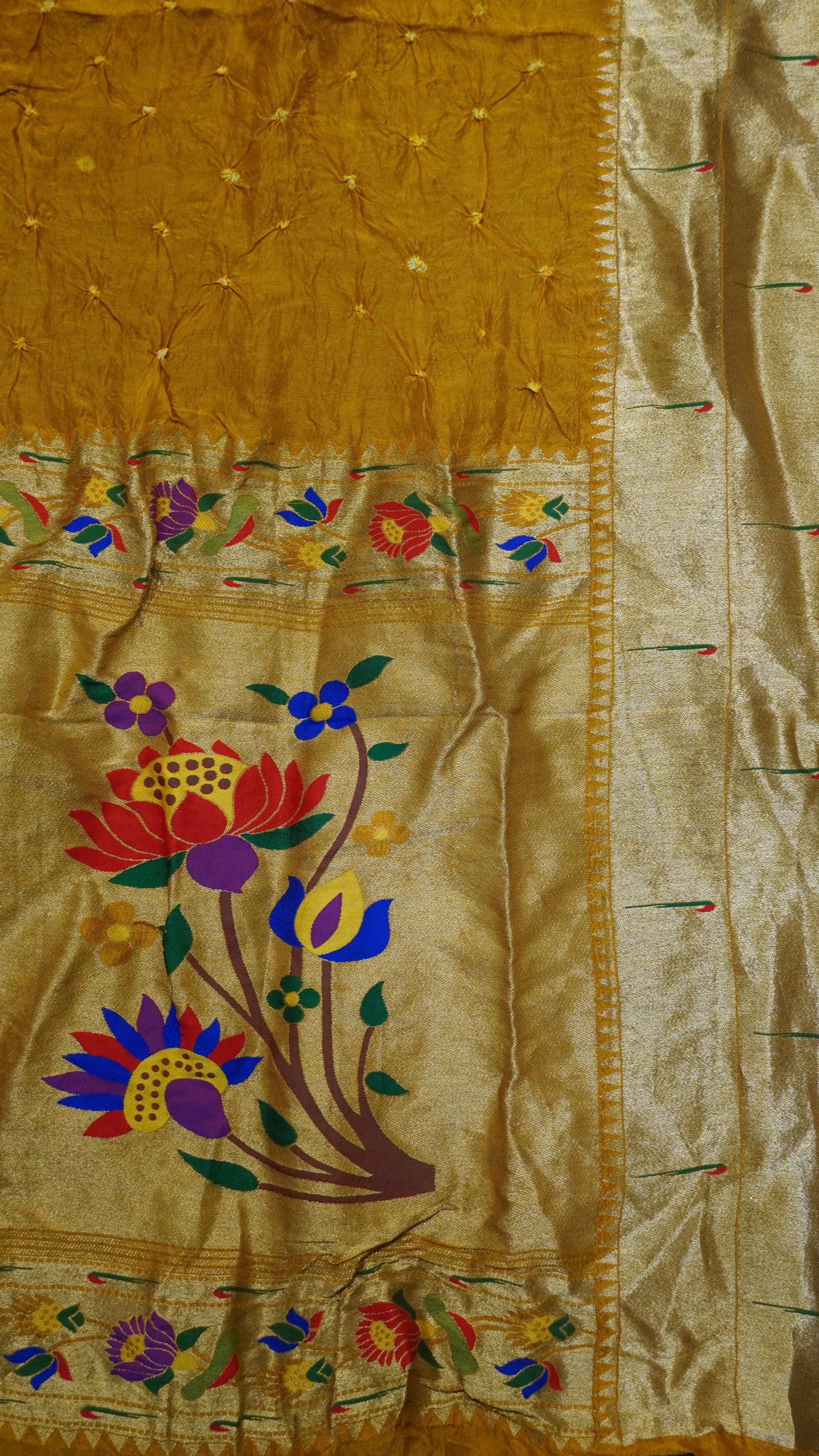 Crush Bandhini Saree - Paithani Yellow