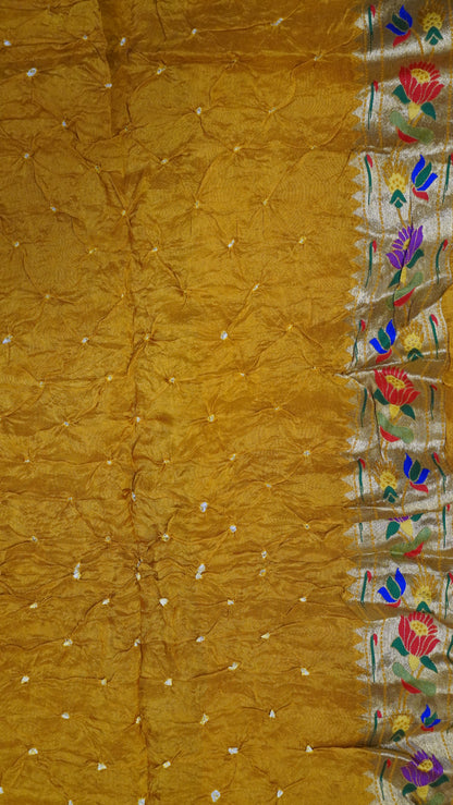 Crush Bandhini Saree - Paithani Yellow