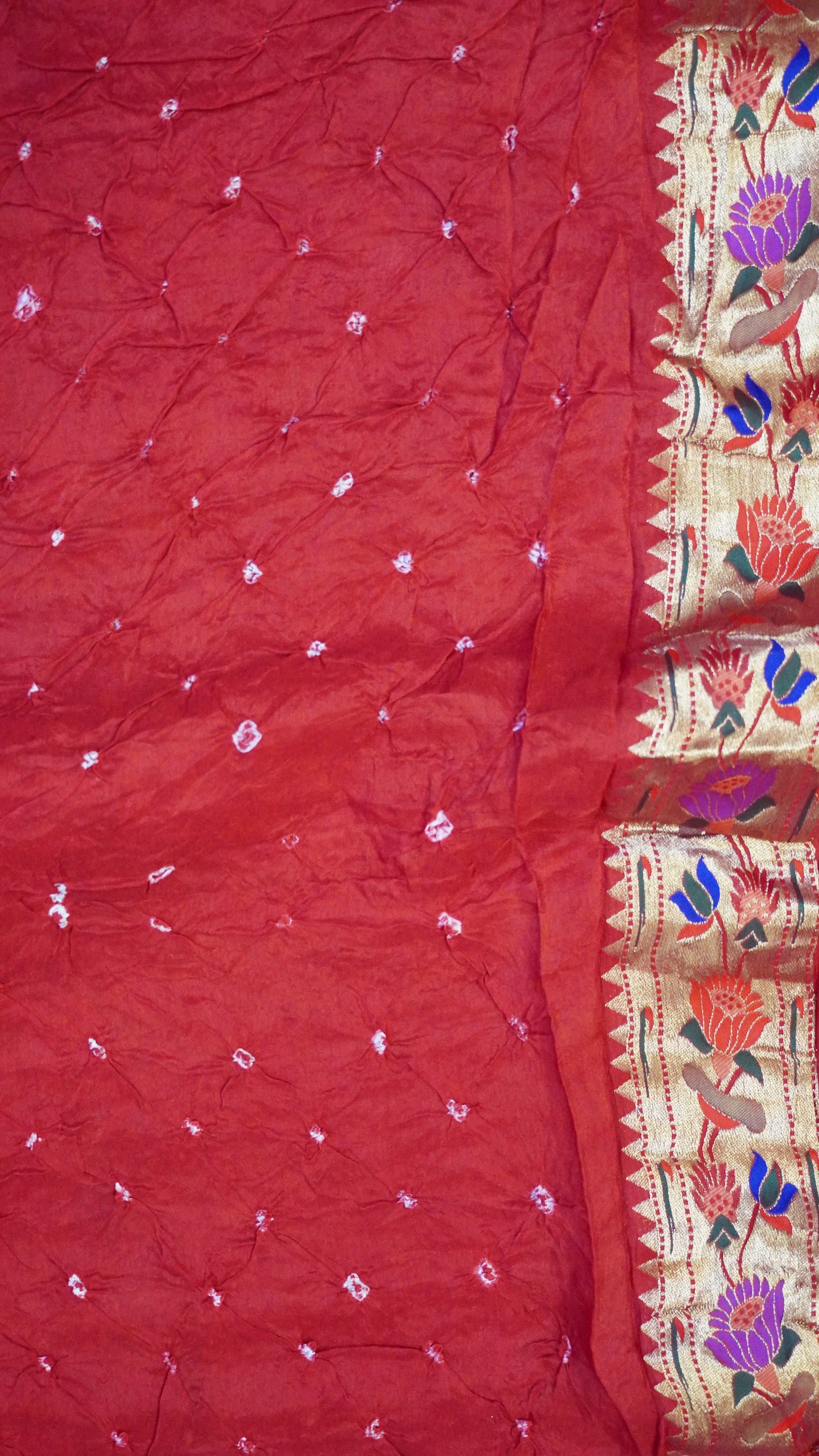 Crush Bandhini Saree - Paithani Red