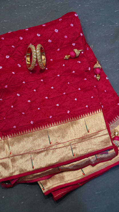 Crush Bandhini Saree - Paithani Pink