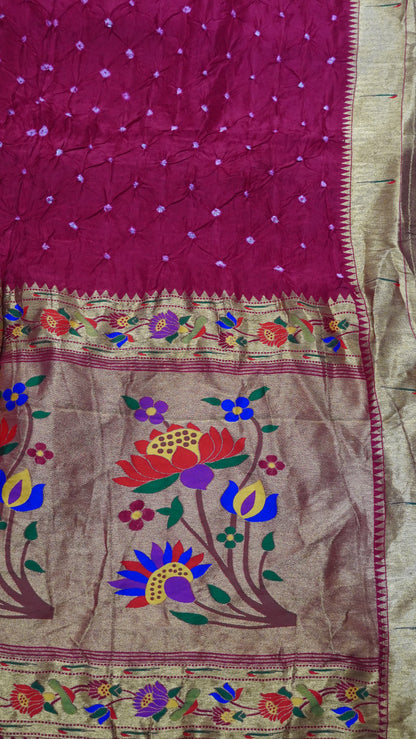 Crush Bandhini Saree - Paithani Pink
