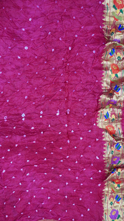 Crush Bandhini Saree - Paithani Pink