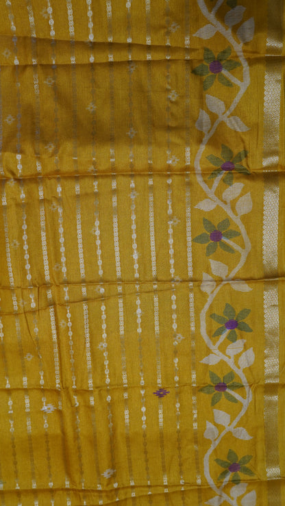 Dola Silk Saree - Body Zari Mustard