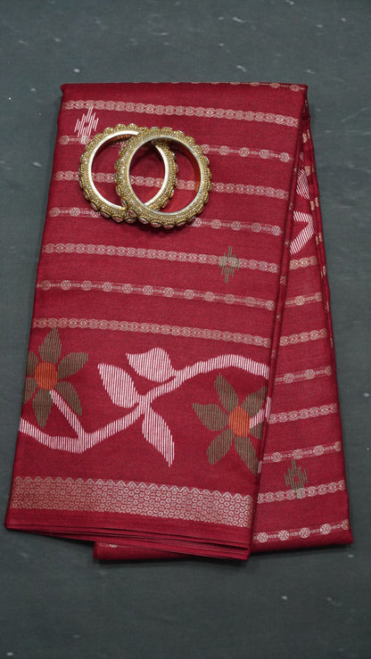 Dola Silk Saree - Body Zari Maroon
