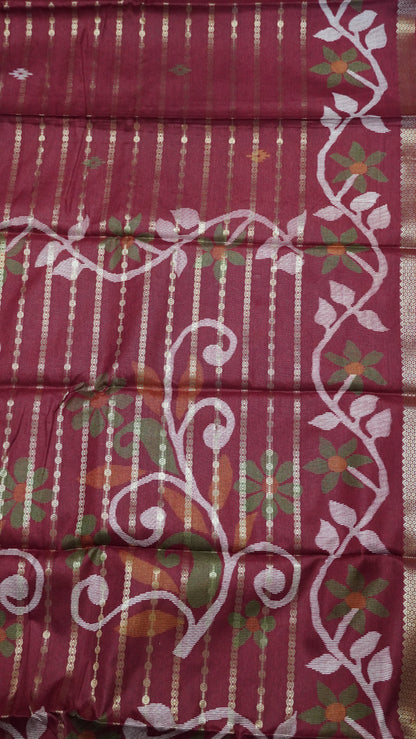 Dola Silk Saree - Body Zari Maroon